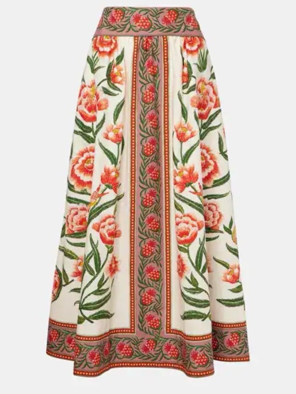 FARM Rio Cream Maxi Skirt with Coral Floral Print - Picture 3 of 12